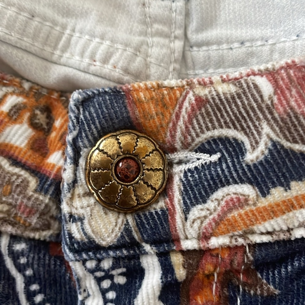 Shaft NWOT Lola Paisley VelvetCorduroy‎ Pants Italian RARE Blue/Rust Size 29/33 - Picture 11 of 12